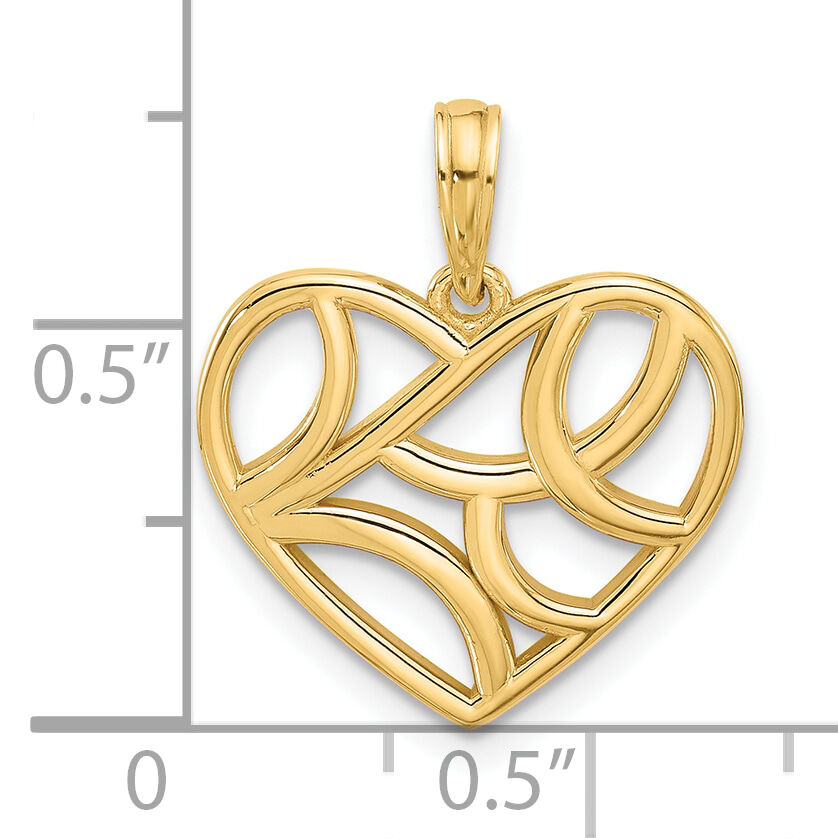 14K Polished Fancy Heart Charm-D5538