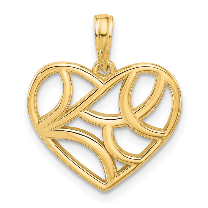 14K Polished Fancy Heart Charm-D5538