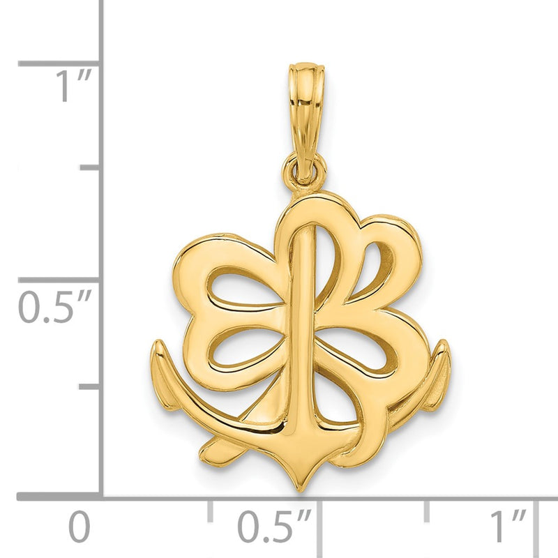 14K Polished Anchor and Clover Charm-D5547