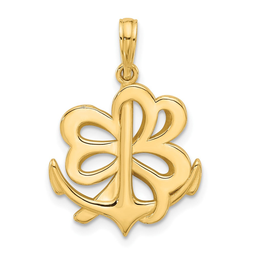 14K Polished Anchor and Clover Charm-D5547