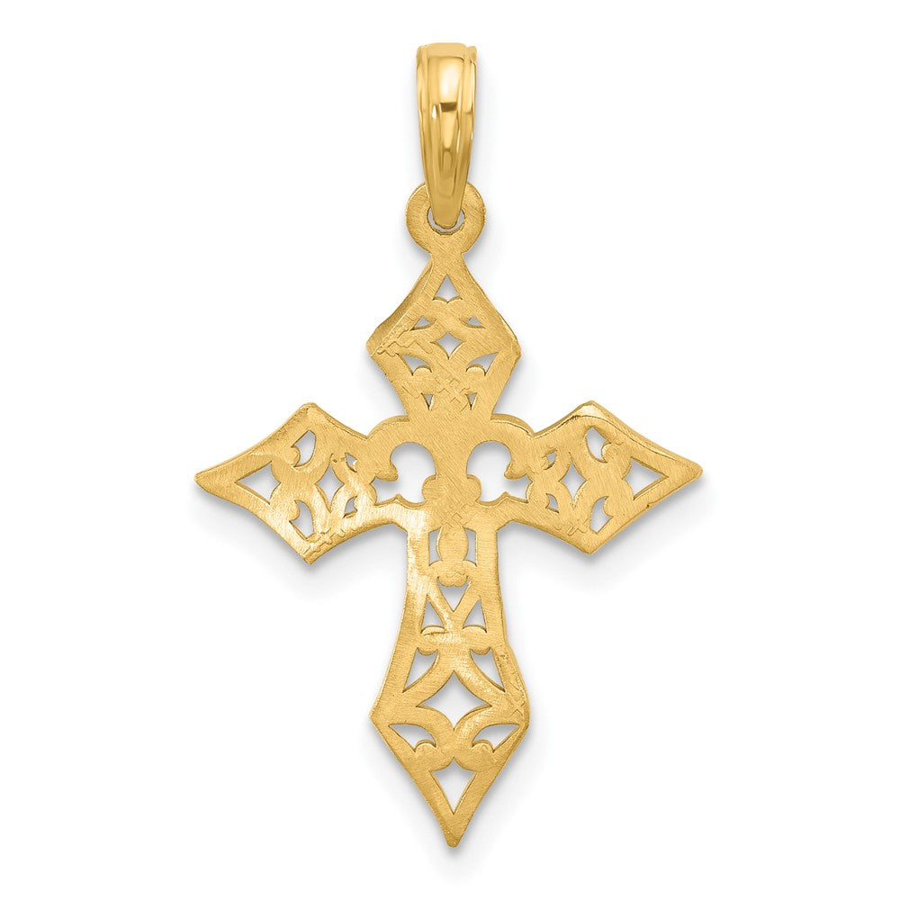 14KY Fancy Cross and Fleur-De-Lis Charm-D5551
