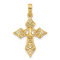 14KY Fancy Cross and Fleur-De-Lis Charm-D5551