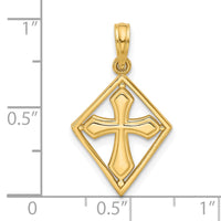 14KY Fancy Cross in Diamond-shape Charm-D5553