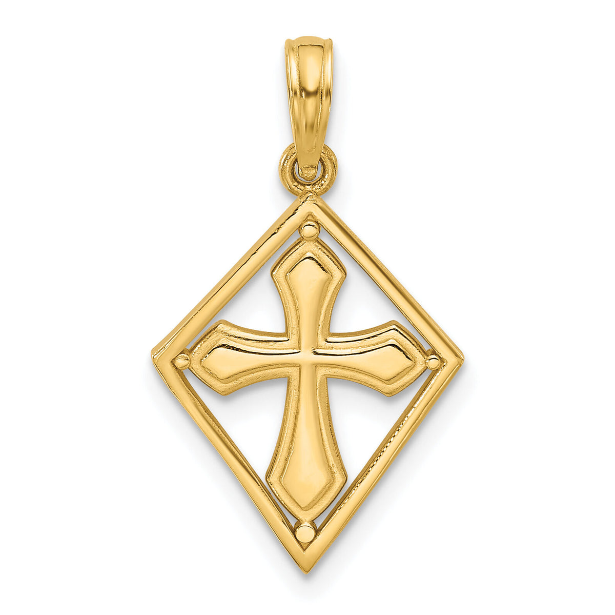 14KY Fancy Cross in Diamond-shape Charm-D5553