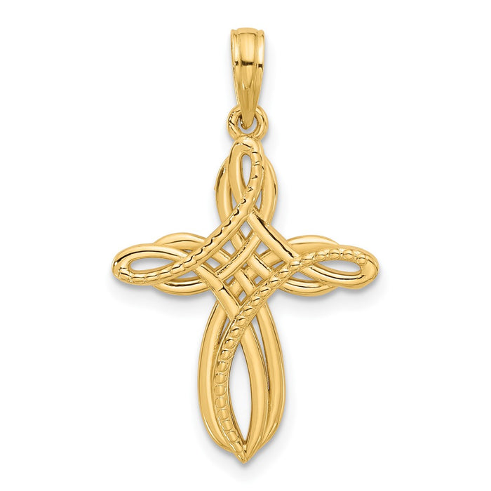 14KY Fancy Cross Charm-D5555