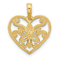 14K Polished Fancy Flower and Heart Charm-D5558
