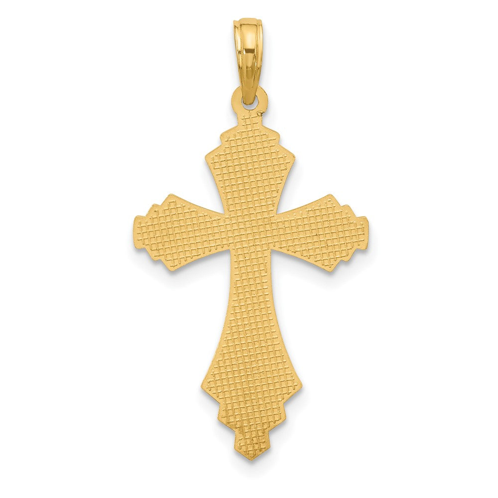 14K Polished and Beaded Cross Charm-D5560