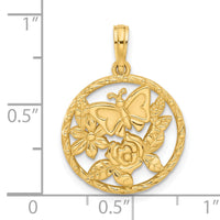 14K Polished Fancy Butterfly and Hearts Charm-D5563