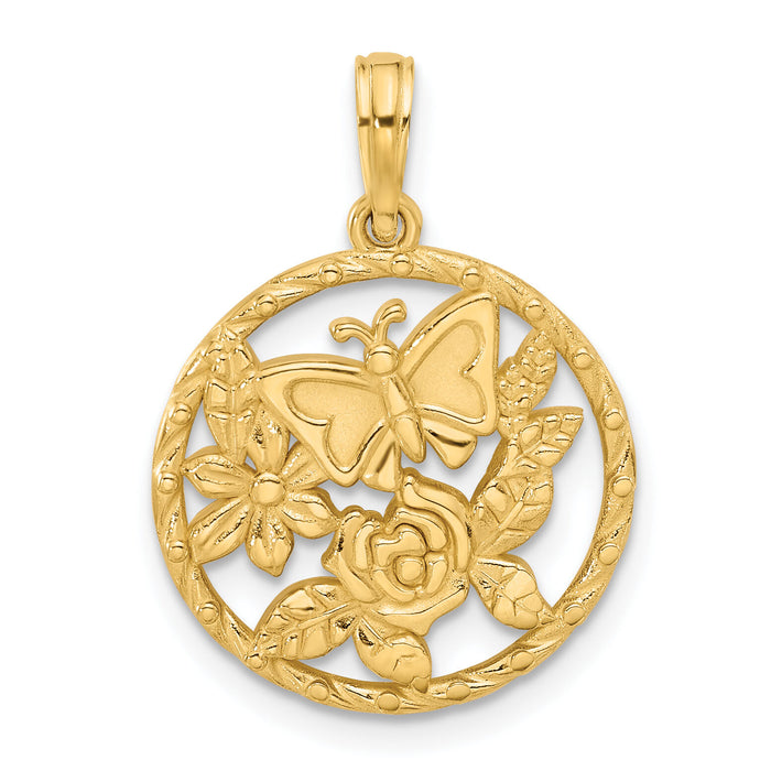 14K Polished Fancy Butterfly and Hearts Charm-D5563