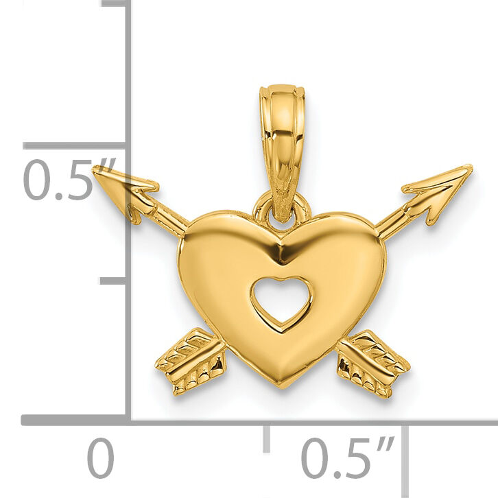 14K Polished Heart and Arrows Charm-D5568