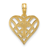14K and Rhodium Fancy Heart and Cross Charm-D5571