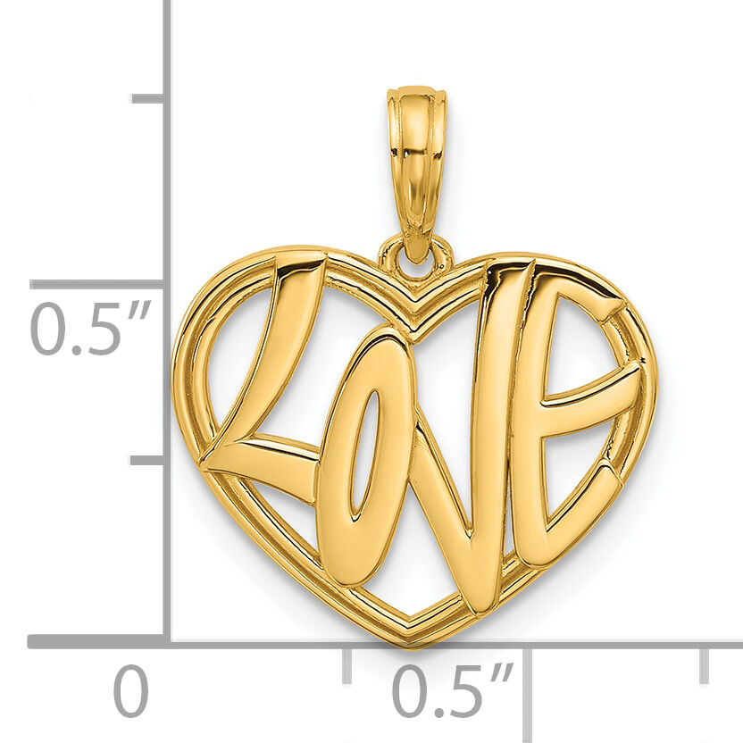 14K Polished Fancy Love Heart Charm-D5572