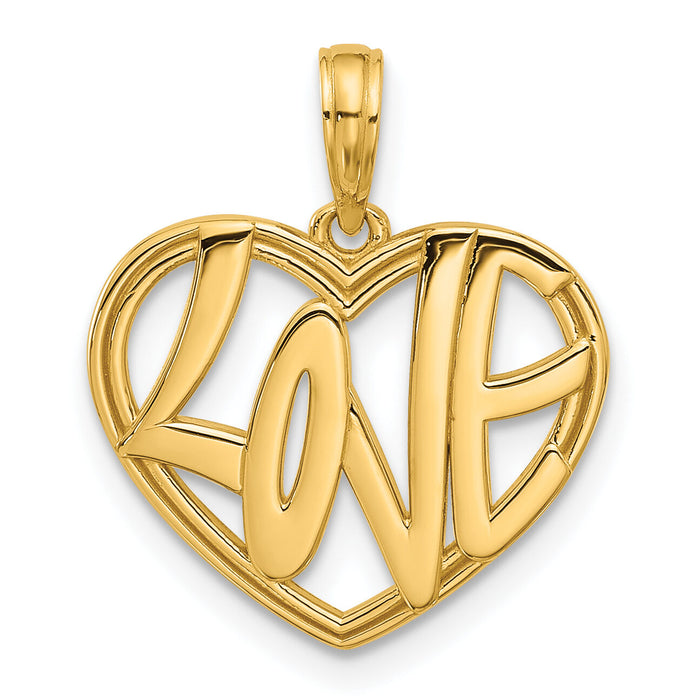 14K Polished Fancy Love Heart Charm-D5572