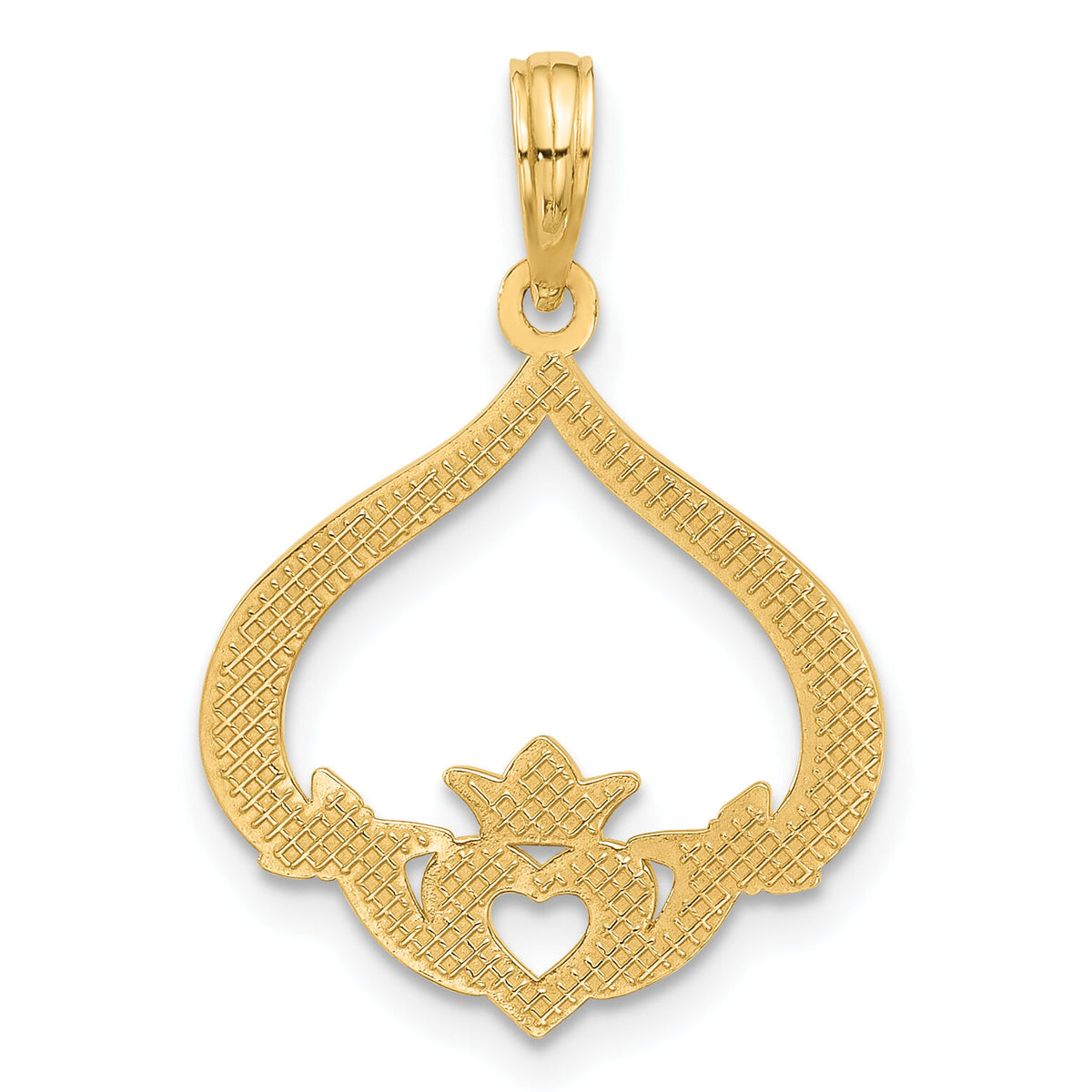 14k Polished Claddagh Pendant-D5574