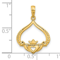 14k Polished Claddagh Pendant-D5574