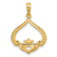 14k Polished Claddagh Pendant-D5574