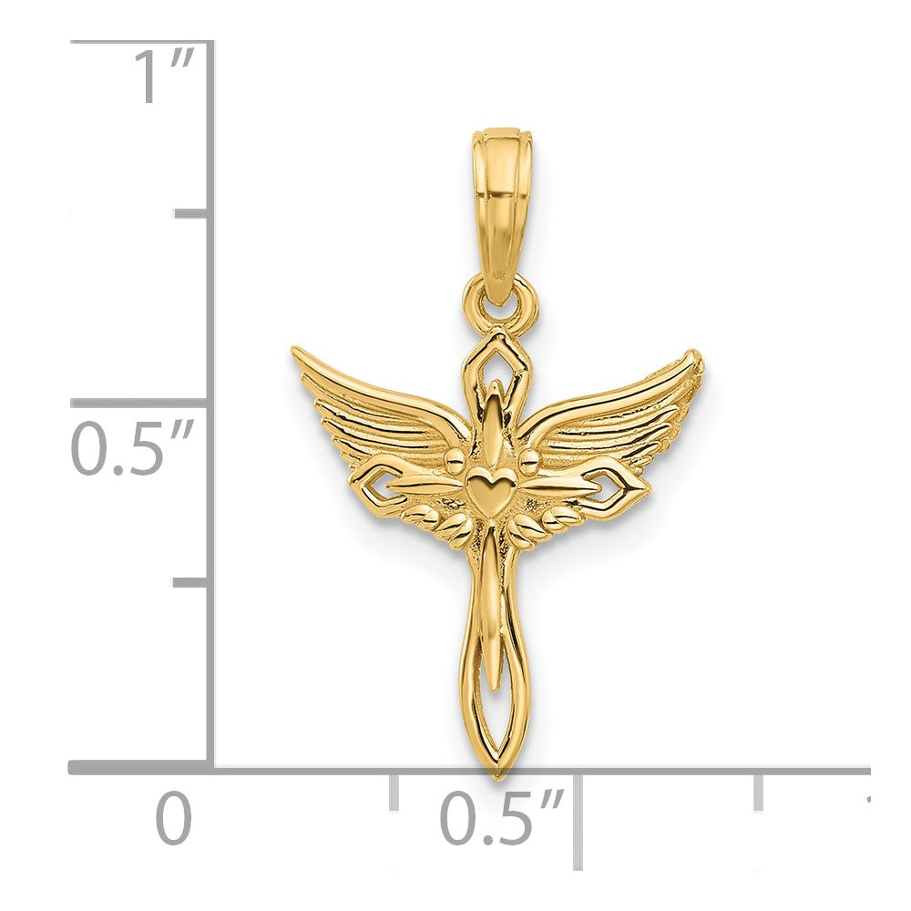 14KY Fancy Cross and Wings Charm-D5578