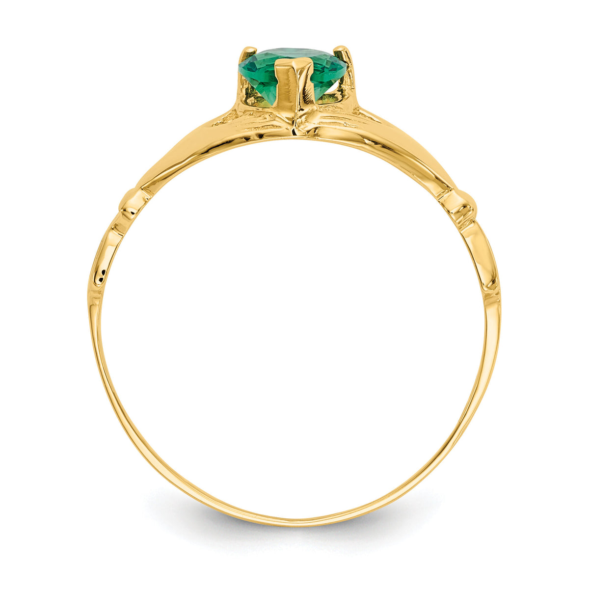 14kw CLEAR CZ Polished Claddagh Ring-D558WCZ