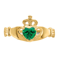 14k Green CZ Polished Claddagh Ring-D558
