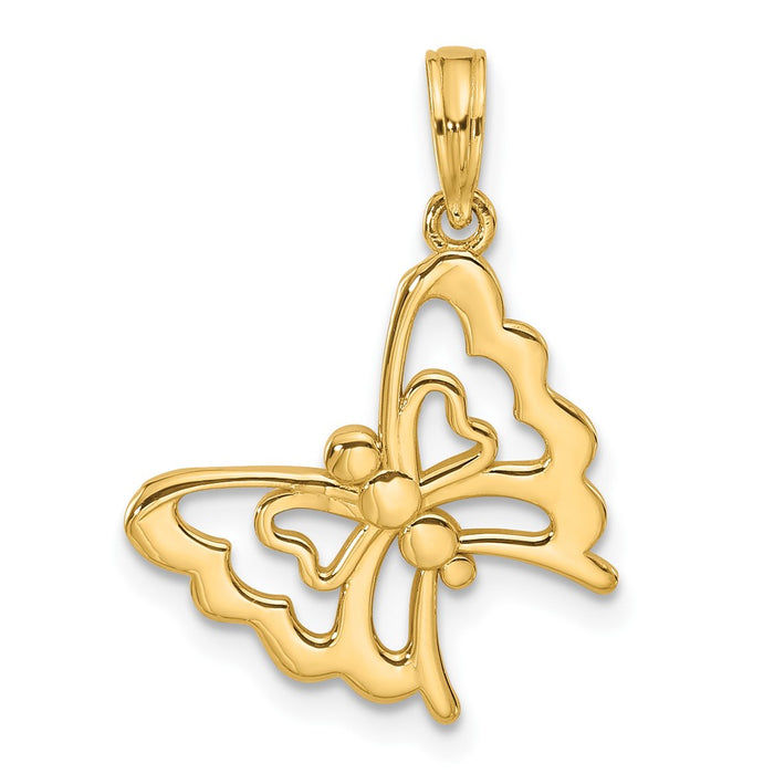 14K Polished Fancy Butterfly Charm-D5587