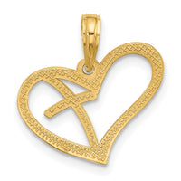 14K Polished Cross in Heart Charm-D5594