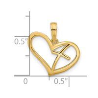 14K Polished Cross in Heart Charm-D5594