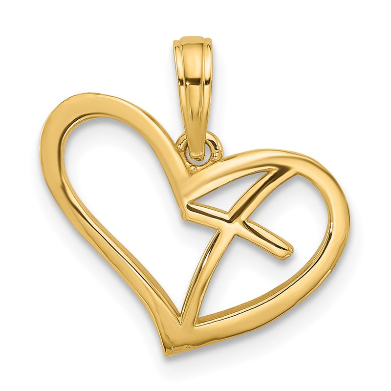 14K Polished Cross in Heart Charm-D5594