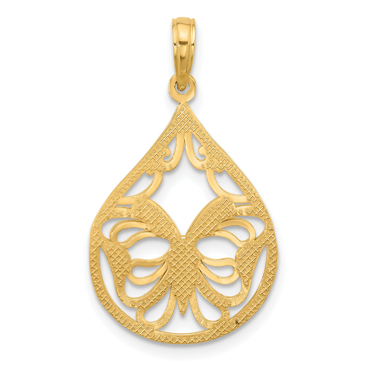 14K Polished Fancy Butterfly Teardrop Charm-D5595