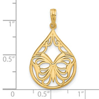 14K Polished Fancy Butterfly Teardrop Charm-D5595
