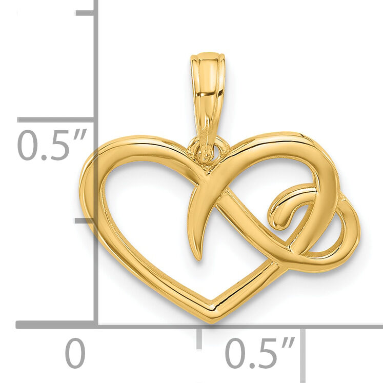 14K Polished Fancy Heart Charm-D5596