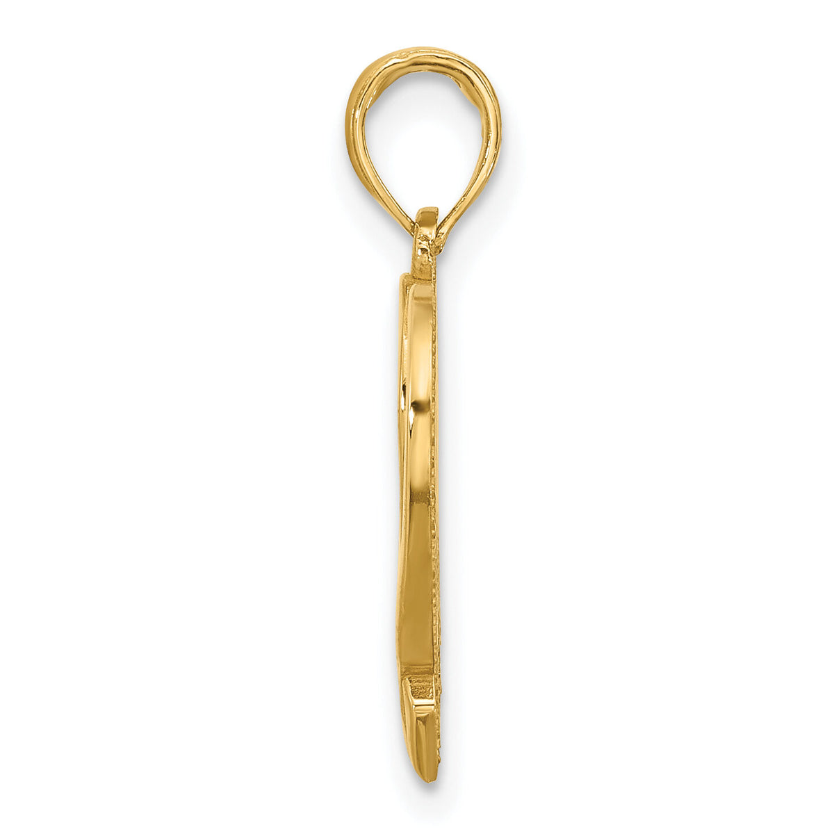 14K Polished Awareness Ribbon and Heart Charm-D5599