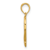 14K Polished Awareness Ribbon and Heart Charm-D5599
