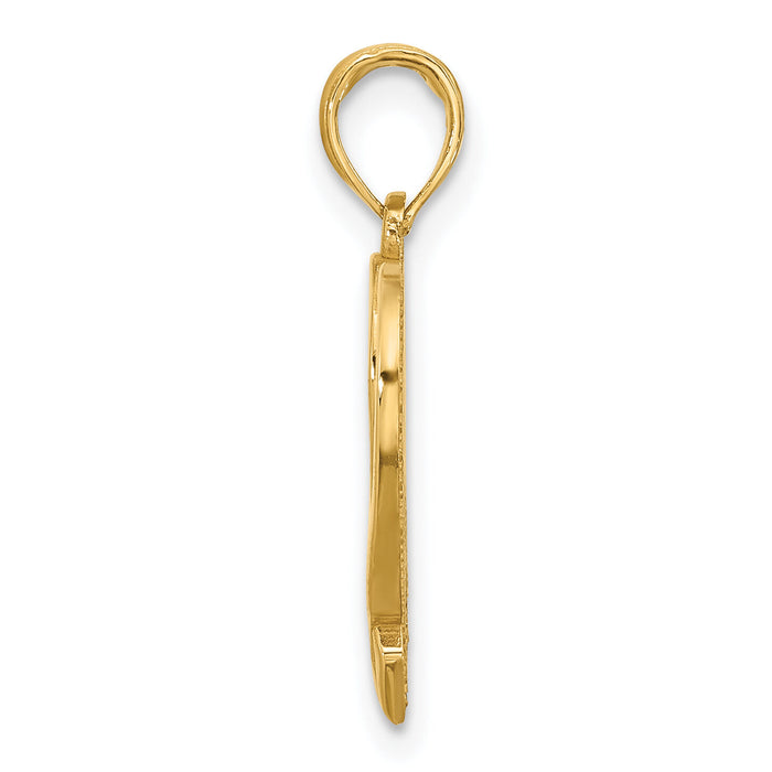 14K Polished Awareness Ribbon and Heart Charm-D5599