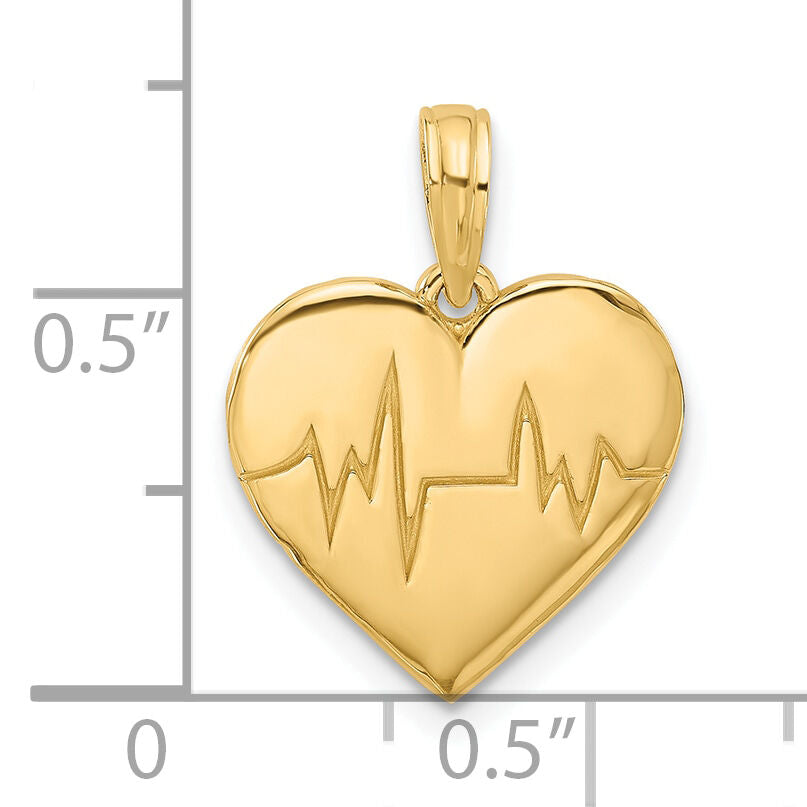 14K Polished Fancy EKG Heart Charm-D5601