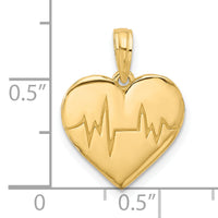 14K Polished Fancy EKG Heart Charm-D5601