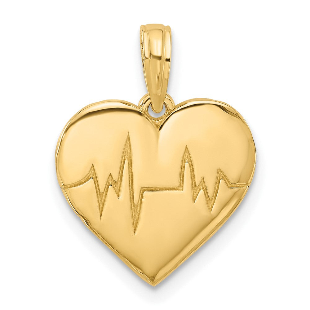 14K Polished Fancy EKG Heart Charm-D5601