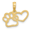 14K Polished Fancy Heart and Paw Charm-D5602