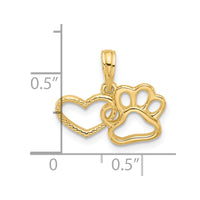 14K Polished Fancy Heart and Paw Charm-D5602