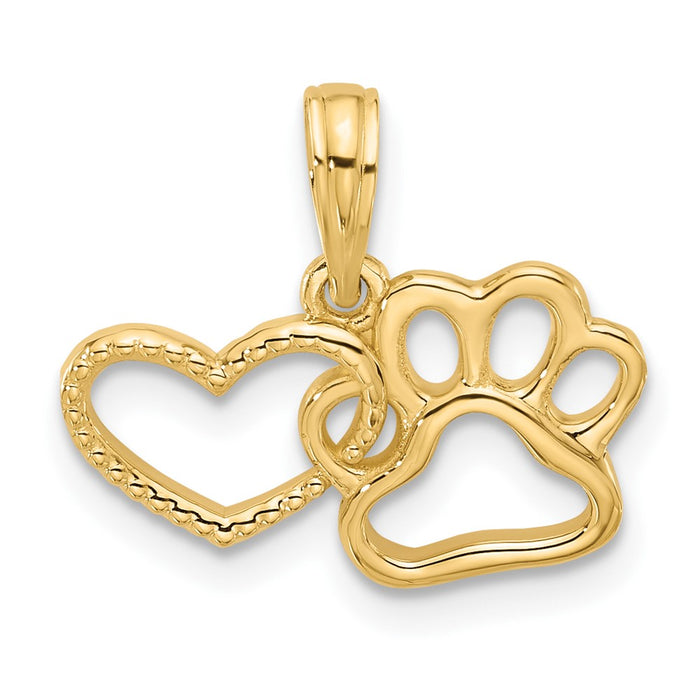 14K Polished Fancy Heart and Paw Charm-D5602