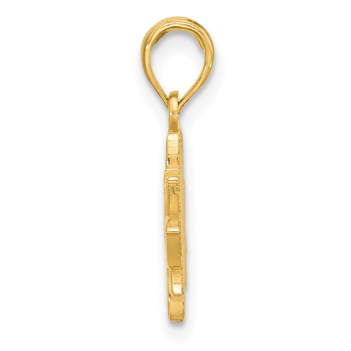 14KY Polished Flower Pendant-D5604