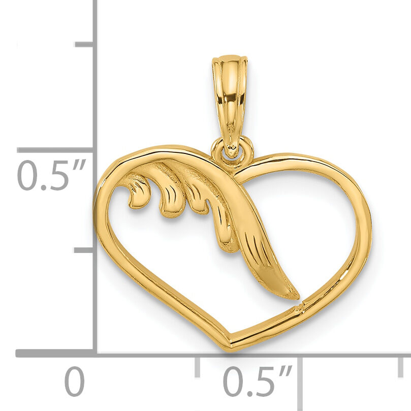 14K Polished Fancy Wings and Heart Charm-D5608