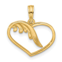 14K Polished Fancy Wings and Heart Charm-D5608