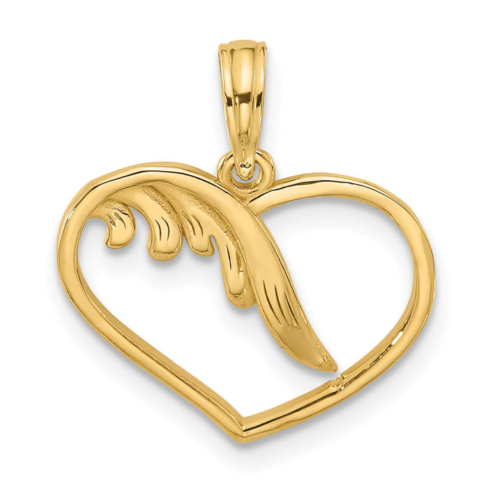 14K Polished Fancy Wings and Heart Charm-D5608