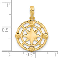 14K Polished Round Compass Charm-D5610