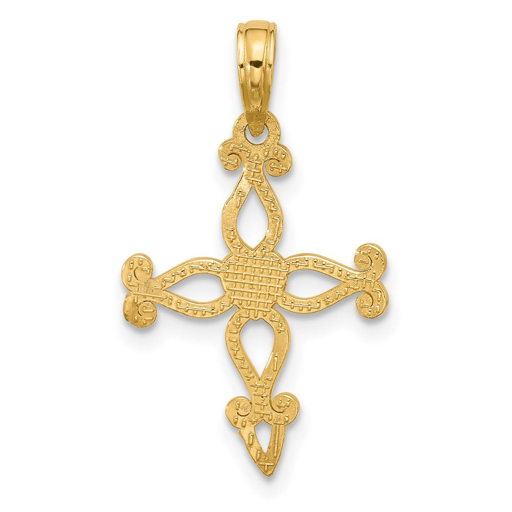 14KY Cross and Heart Charm-D5617