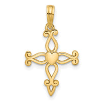 14KY Cross and Heart Charm-D5617