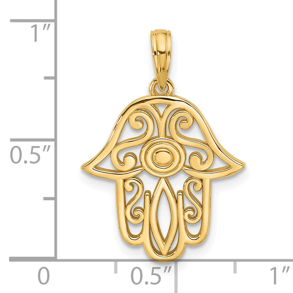 14KY Fancy Hamsa Charm-D5622