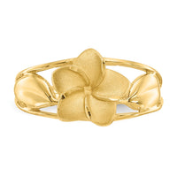 14k Satin & Diamond-Cut Plumeria Ring-D572