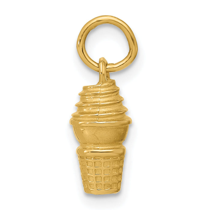 14ky Swirl Ice Cream Cone Charm-D5730