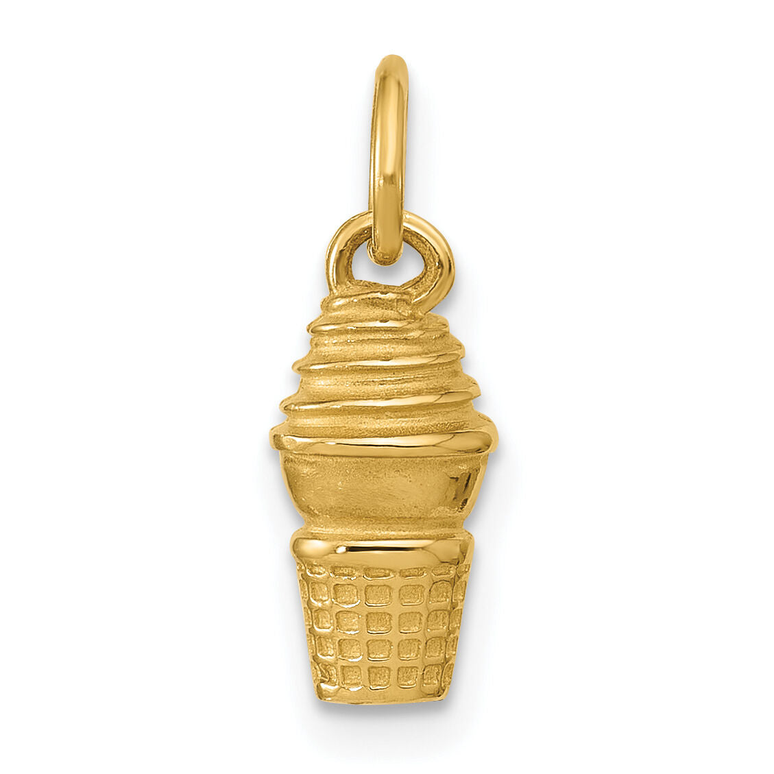 14ky Swirl Ice Cream Cone Charm-D5730